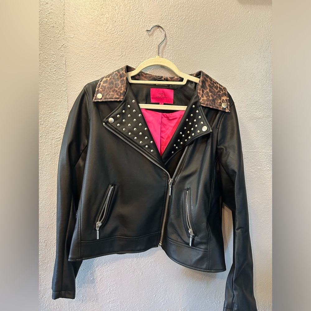 Torrid Betsey Johnson Leopard Studded Biker Jacket. Torrid Size 1